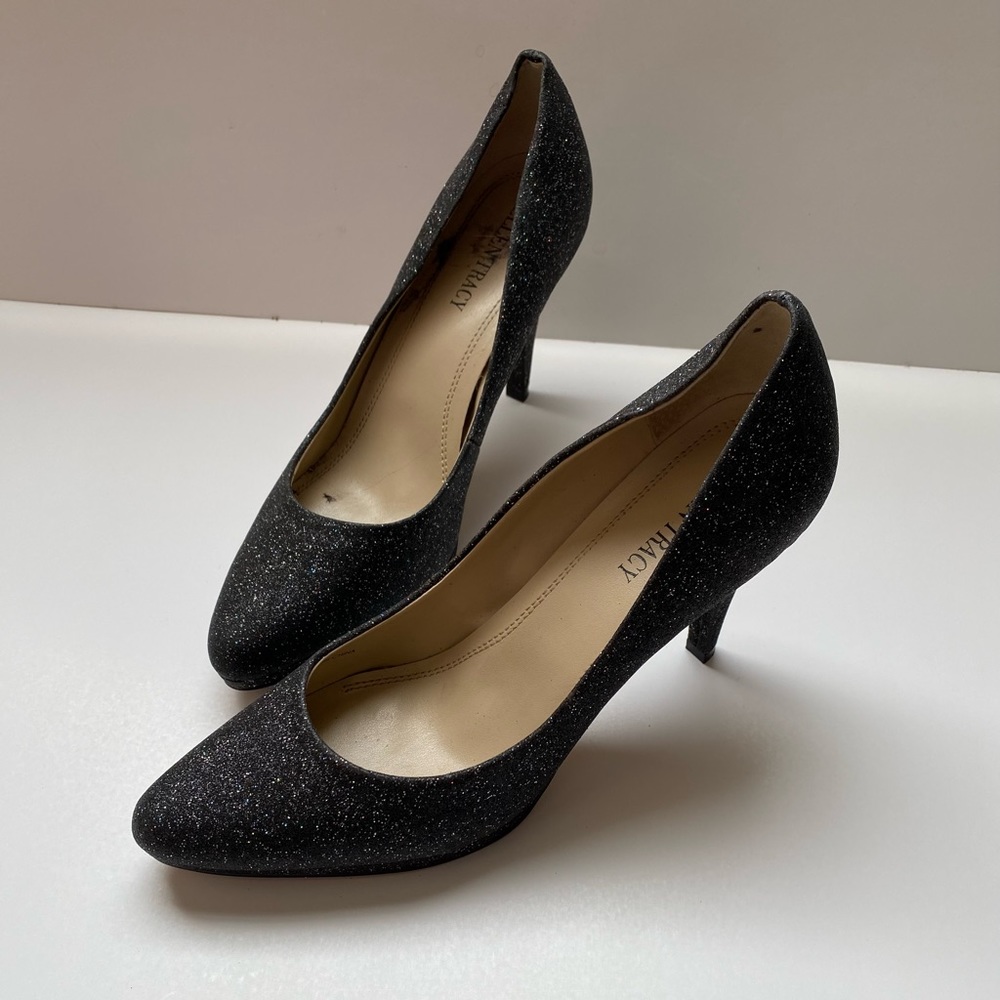 Ellen Tracy - Woman’s Cody black glitter pump heels, Size: 7.5
